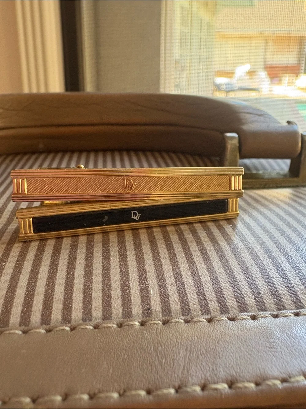Dior Gold and Black Cuff Link Set